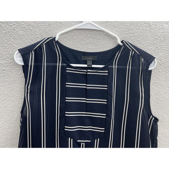 Womens J. Crew Tank Top Size 6 Blue with White Strips - Picture 2 of 12